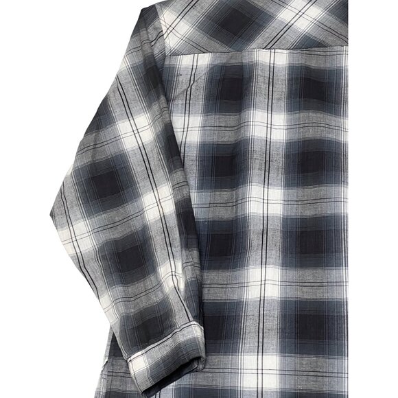 Class by Just Class Women Plaid Long Sleeve Button-Up Shirt Size L Black & White - Picture 9 of 16